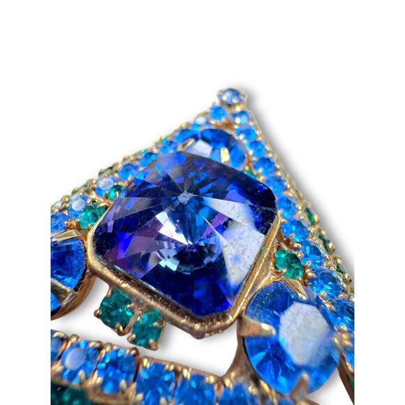 Delizza Elster Juliana Crystal Triangle Brooch 2.25" Vintage - Picture 3 of 10